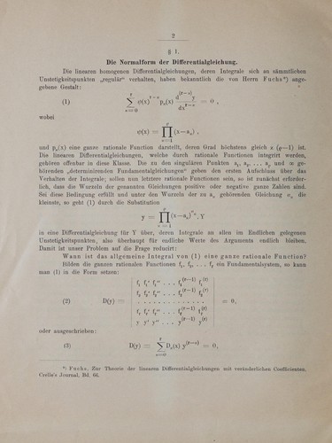 Zur theorie der linearen differentialgleichung mit rationalem integral