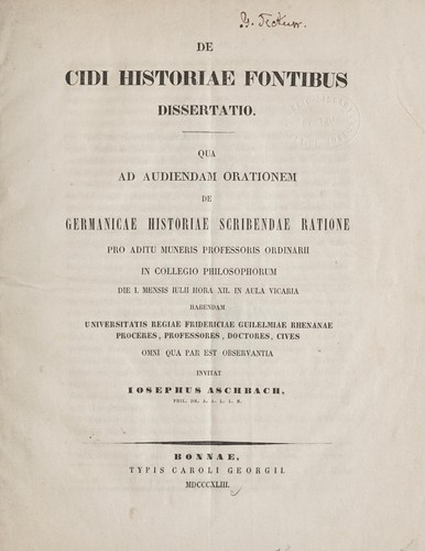 De cidi historiae fontibus dissertatio