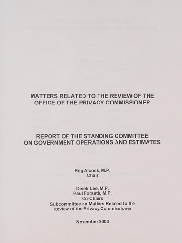Matters related to the review of the Office of the Privacy Commissioner