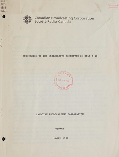 Submission to the Legislative Committee on Bill C-40