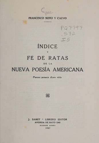 Indice y fe de ratas de la nueva poes©Ưa americana