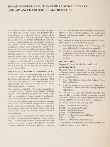 GENERAL AND ADVANCED LEVELS OF INSTRUCTION IN GRADE 13 - MATHEMATICS