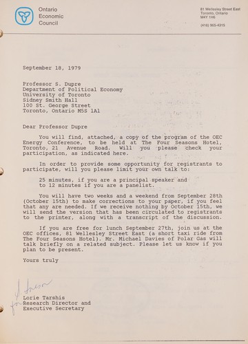Energy Conference, Ontario Economic Council, September 27-28, 1979