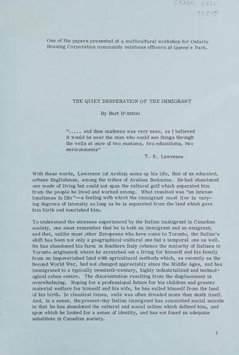PAPERS ON THE ITALIAN COMMUNITY