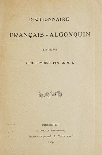 Dictionnaire français-algonquin