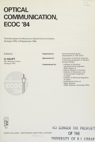 Optical communication, ECOC '84