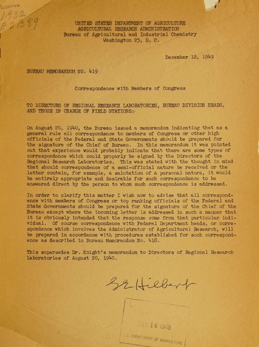Correspondence with members of Congress