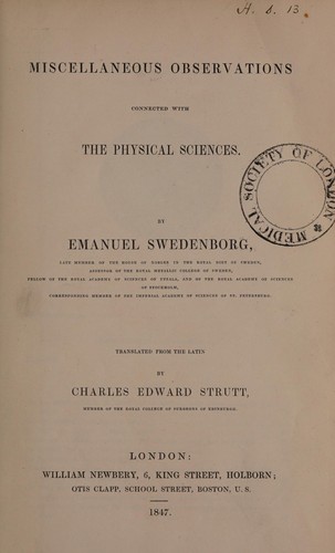 Miscellaneous observations connected with the physical sciences