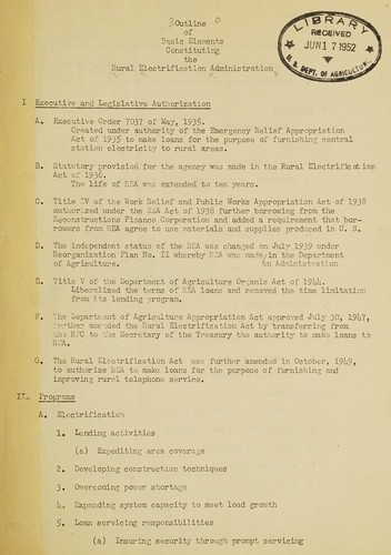 Outline of basic elements constituting the Rural Electrification Administration