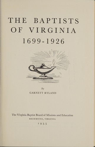 The Baptists of Virginia, 1699-1926