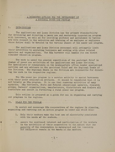 A suggested outline for the development of a regional power use program