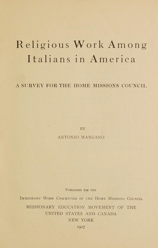 Religious work among Italians in America