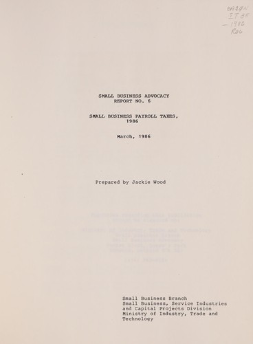 Small business payroll taxes, 1986