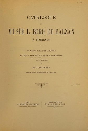 Catalogue du musée L. Borg de Balzan à Florence