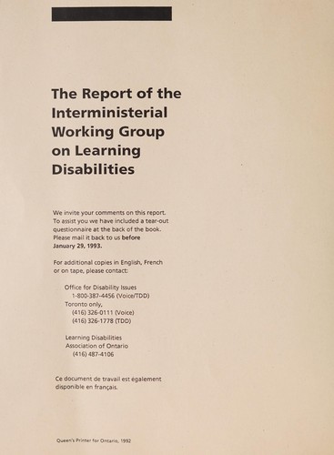 The report of the Interministerial Working Group on Learning Disabilities