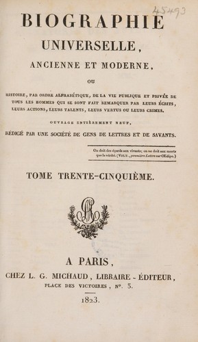 Biographie universelle, ancienne et moderne