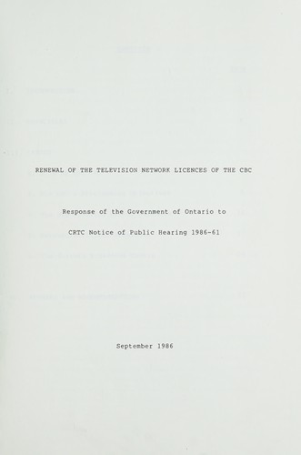 Renewal of the television network licences of the CBC