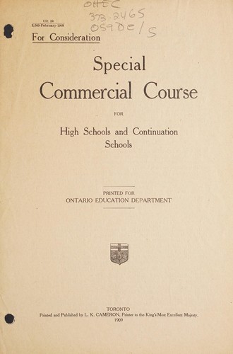 Special commercial course for high schools and continuation schools
