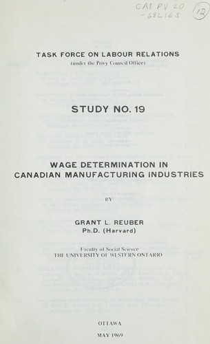 Wage determination in Canadian manufacturing industries