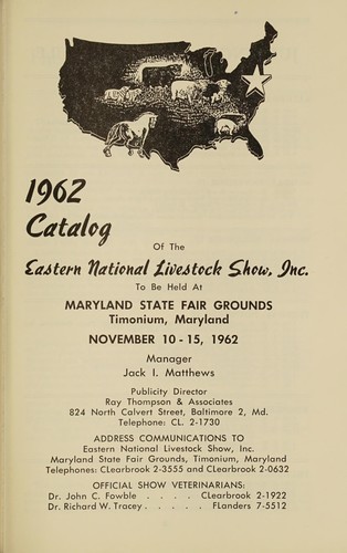 1962 catalog of the Eastern National Livestock Show, Inc