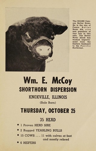 Wm. E. McCoy shorthorn dispersion, Knoxville, Illinois (sale barn)