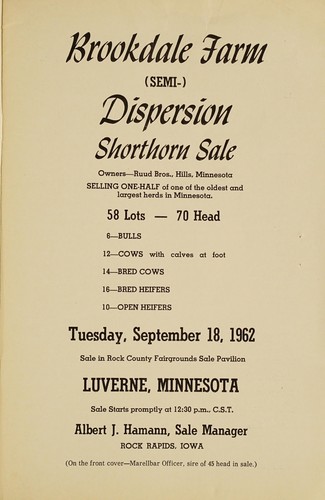 Brookdale Farm (semi-) dispersion shorthorn sale