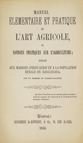 Manuel élémentaire et pratique de l'art agricole
