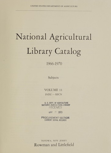 National Agricultural Library catalog, 1966-1970