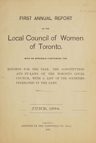 First annual report of the Local Council of Women of Toronto