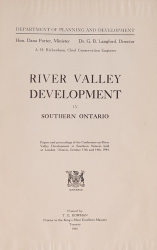 River valley development in Southern Ontario
