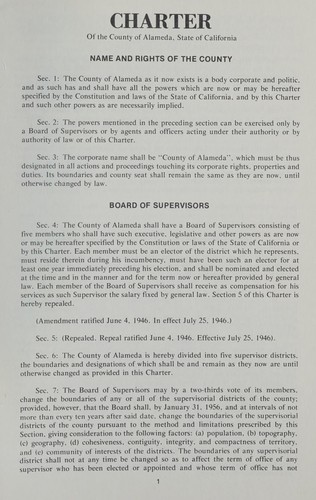 Charter of the county of Alameda