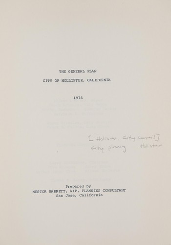 The general plan, City of Hollister, California, 1976