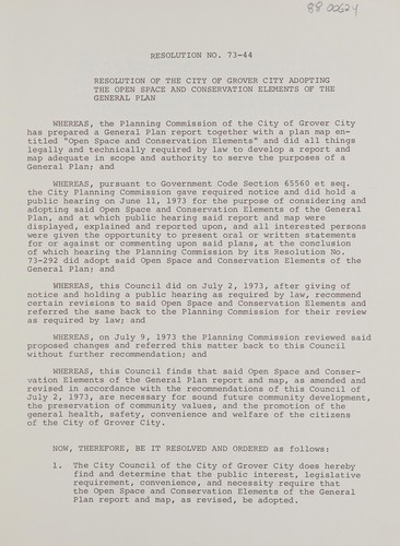 The open space element and the conservation element of the general plan for Arroyo Grande, Grover City, California