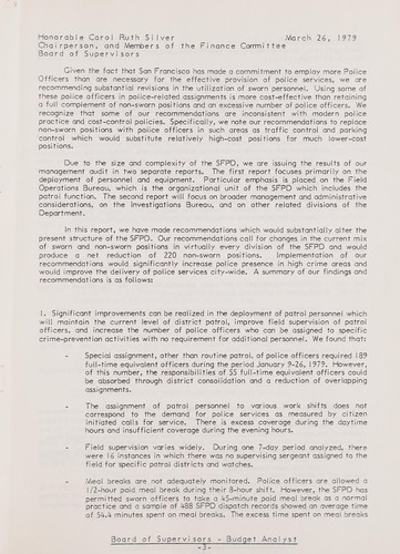 Report to the Board of Supervisors of the City and County of San Francisco