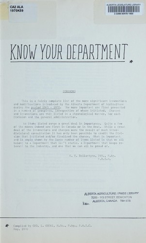 Know your department