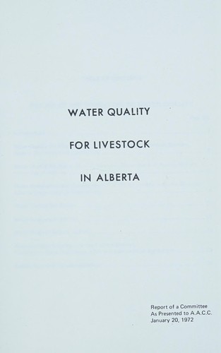 Water Quality For Livestock in Alberta