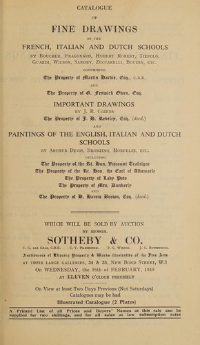 Fine drawings of the French, Italian and Dutch schools ... important drawings ... paintings of the English, Italian and Dutch schools
