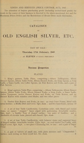 Old English silver, etc
