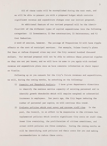 Statement of City Manager, Ted Gaebler, to the Visalia City Council at the public hearing on the proposed 1978-79 budget