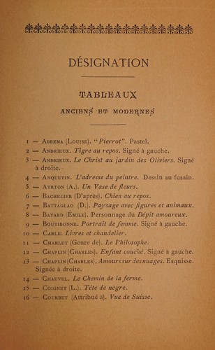 Tableaux anciens et modernes