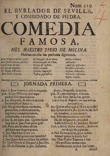 El bvrlador de Sevilla, y combidado de piedra. Comedia famosa