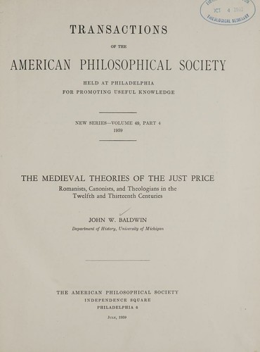 The medieval theories of the just price