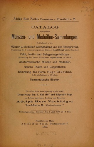 Münzen und Medaillen Sammlungen