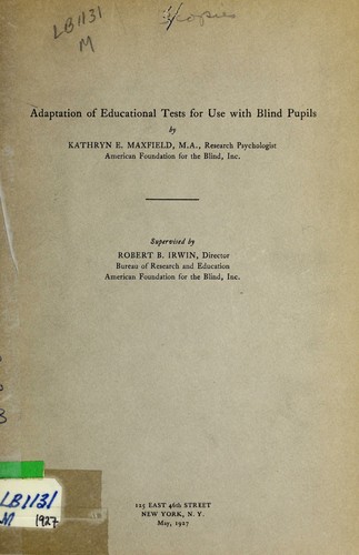 Adaptation of educational tests for use with blind pupils