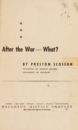 After the War--What?
