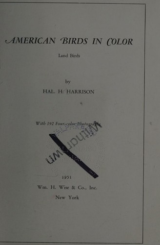 AMERICAN BIRDS IN COLOR By HAL. H. HARRISON 1948 w/Color Photographs