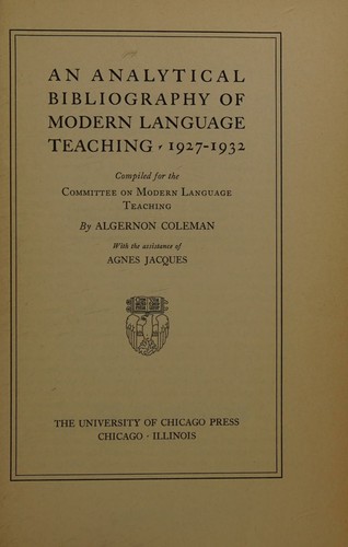 An analytical bibliography of modern language teaching