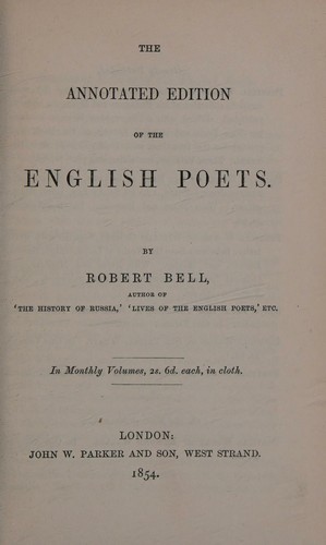 The Annotated Edition Of The English Poets