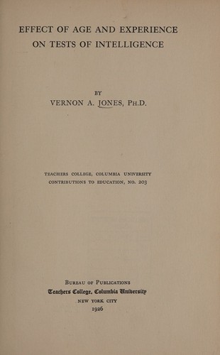 Effect of age and experience on tests of intelligence