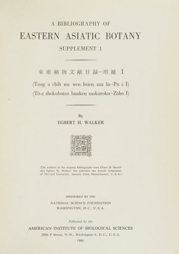 A bibliography of eastern Asiatic botany